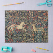 ユニコーンと鹿、花、森林動物のフローラ 薄葉紙 (クラフト)