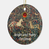 ユニコーンと鹿、花、森林動物フローラ セラミックオーナメント (左)