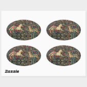 ユニコーンと鹿、花、森林動物フローラ 楕円形シール (シート)