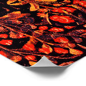 ユニコーンと鹿、花、森林動物レッドフローラ ポスター (角)