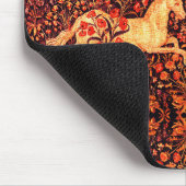 ユニコーンと鹿、花、森林動物レッドフローラ マウスパッド (コーナー)