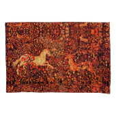 ユニコーンと鹿、花、森林動物レッドフローラ 枕カバー (正面左)