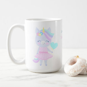 ユニコーンと3歳の誕生日おもしろいマグ。 コーヒーマグカップ