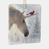 ユニコーンと(鳥)ショウジョウコウカンチョウファンタジー美しいクリスマス セラミックオーナメント (右)