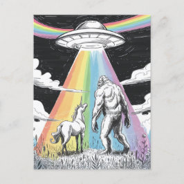 ユニコーンとUFOとのビッグフット ポストカード