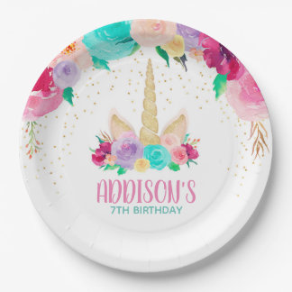 ユニコーンによっては誕生日のベビーシャワーの紙皿が夢を見ます ペーパープレート