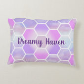 ユニコーンにインスパイアされたハニカムパターン名前入り アクセントクッション (裏面)