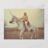 ユニコーンに乗った年配の女性 ポストカード (正面)
