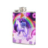 ユニコーンに乗って宇宙の虹のパグ フラスク (左)