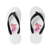 ユニコーンに乗るかわいいオレンジ色の髪の少女 キッズビーチサンダル (フットベッド)