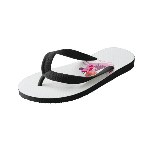 ユニコーンに乗るかわいいオレンジ色の髪の少女 キッズビーチサンダル (アングル)