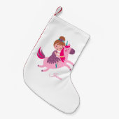 ユニコーンに乗るかわいいブロンドの髪の少女 スモールクリスマスストッキング (正面 (吊り時))