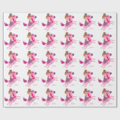 ユニコーンに乗るかわいいブロンドの髪の少女 ラッピングペーパー (フラット)