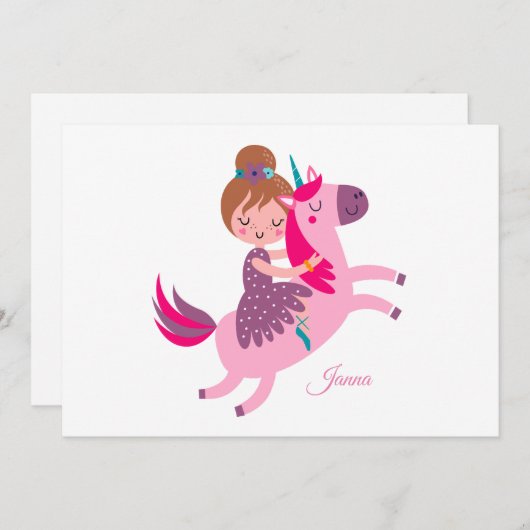ユニコーンに乗るかわいい金髪の少女 シーズンカード (正面/裏面)