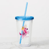 ユニコーンに乗るかわいい黄色い髪の少女 アクリルタンブラー (裏面)