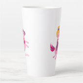 ユニコーンに乗るかわいい黄色い髪の少女 カフェラテマグ (正面)