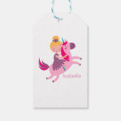 ユニコーンに乗るかわいい黄色い髪の少女 ギフトタグ (裏面)