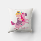 ユニコーンに乗るかわいい黄色い髪の少女 クッション (裏面)