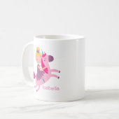 ユニコーンに乗るかわいい黄色い髪の少女 コーヒーマグカップ (正面左)