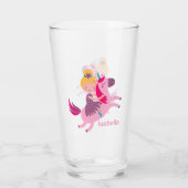 ユニコーンに乗るかわいい黄色い髪の少女 タンブラーグラス (裏面)