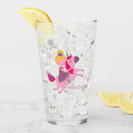 ユニコーンに乗るかわいい黄色い髪の少女 タンブラーグラス