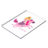 ユニコーンに乗るかわいい黄色い髪の少女 ノートブック (左側)