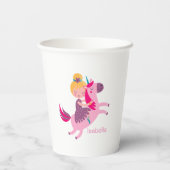 ユニコーンに乗るかわいい黄色い髪の少女 紙コップ (裏面)