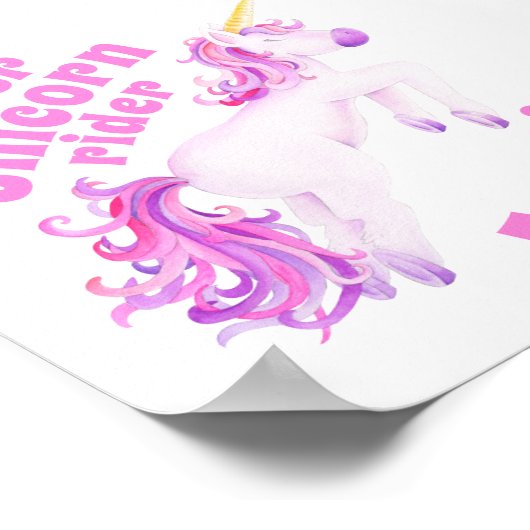 ユニコーンに乗るスーパーピンクのユニコーン ファンシーアートポスター ポスター (角)