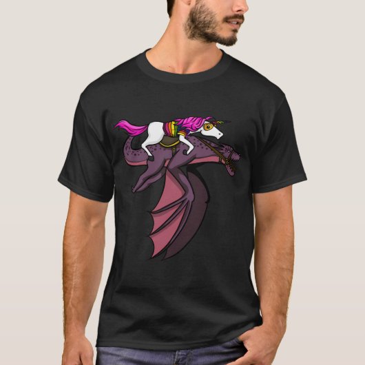 ユニコーンに乗るドラゴン Tシャツ (正面)