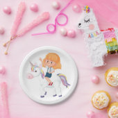 ユニコーンに乗る少女 ペーパープレート (パーティー)