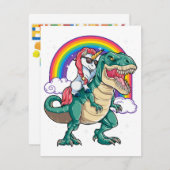 ユニコーンに乗るＴＲＥＸ恐竜少年少女男性女性 招待状 (正面/裏面)