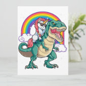 ユニコーンに乗るT-Rex恐竜少年少女メンズレディース 招待状 (スタンド正面)