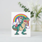 ユニコーンに乗るT-Rex恐竜少年少女メンズレディース 招待状 (スタンド正面)