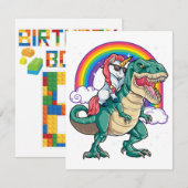ユニコーンに乗るT-Rex恐竜少年少女メンズレディース 招待状 (正面/裏面)