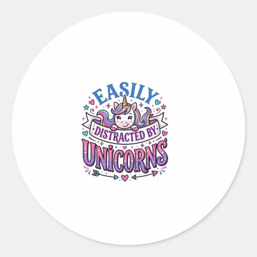 ユニコーンに簡単に気を取られるユニコーンのコマーシャルC ラウンドシール (正面)