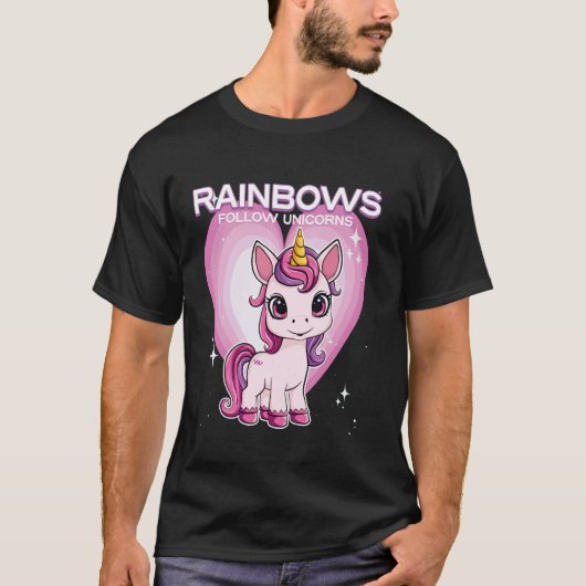 ユニコーンに虹が続く ユニコーン Tシャツ (正面)