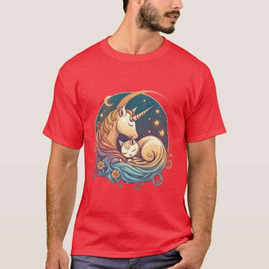 ユニコーンねこ ユニコーンと友達への愛を表現しよう Tシャツ (正面)