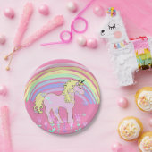 ユニコーンのおとぎ話の誕生会のピンクのプレート ペーパープレート (パーティー)