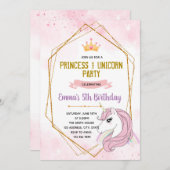 ユニコーンのお姫様の誕生日の招待 シーズンカード (正面/裏面)