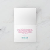 ユニコーンのお泊まりの人たちのスランバーパジャマ誕生日パーティー サンキューカード (内部)