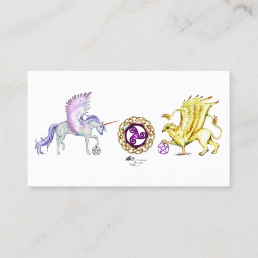 ユニコーンのかわいいpegacornのペガソスの馬の子馬の月ルナ 名刺 (正面)