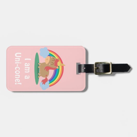 ユニコーンのしゃれがあることを試みているブラウンのかわいい馬 ラゲッジタグ (正面横)