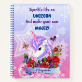 ユニコーンのように輝き、自分の魔法を作る ノートブック (正面)