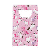 ユニコーンのイラストレーションは背景をからかいます クレジットカード栓抜き (裏面)