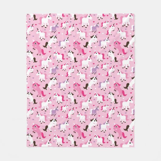 ユニコーンのイラストレーションは背景をからかいます フリースブランケット (正面)