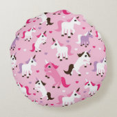 ユニコーンのイラストレーションは背景をからかいます ラウンドクッション (裏面)