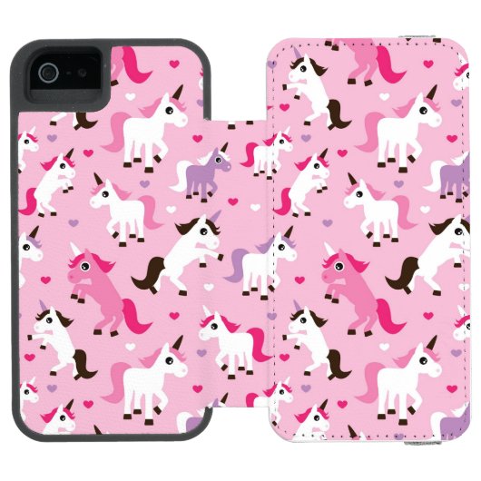 ユニコーンのイラストレーションは背景をからかいます INCIPIO iPhoneウォレットケース (フォリオ Open)