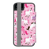 ユニコーンのイラストレーションは背景をからかいます INCIPIO iPhoneウォレットケース (フォリオ裏面)