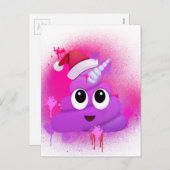 ユニコーンのウンチのサンタEmojiのスプレー式塗料 シーズンポストカード (正面/裏面)