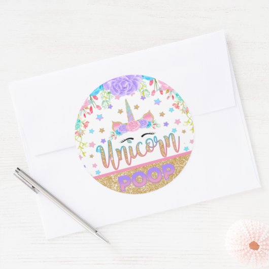 ユニコーンのウンチのステッカーのユニコーンの誕生会の好意 ラウンドシール (封筒)